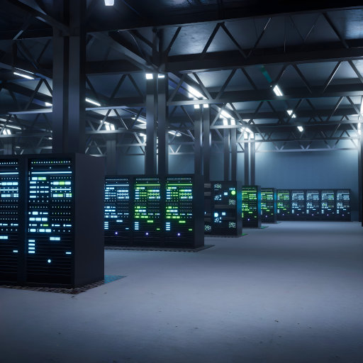 A modern data center with server racks enabling cloud computing and storage on demand.